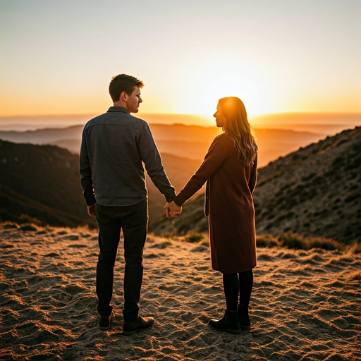 Silhouettes of Love Against a Fiery Sunset