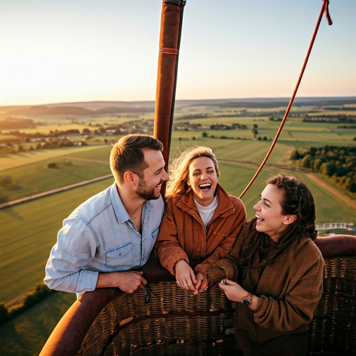 Sunset Soaring: Friends Find Joy in a Hot Air Balloon Adventure