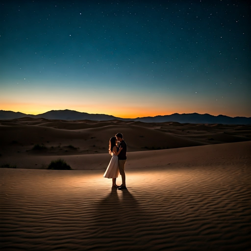 Desert Love: A Silhouette of Romance Against the Sunset