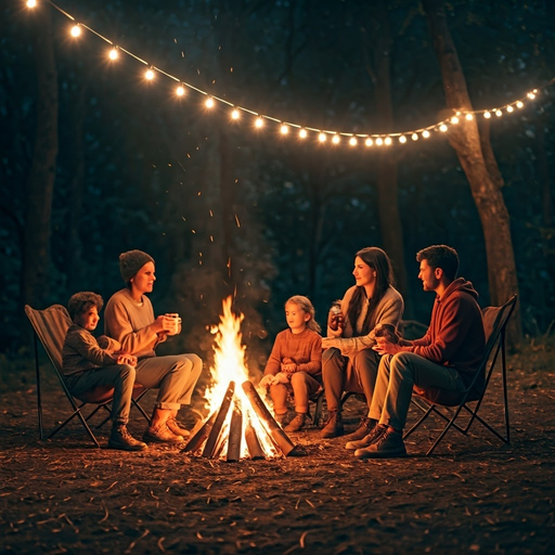 Firelight and Togetherness: A Family’s Cozy Campfire Night