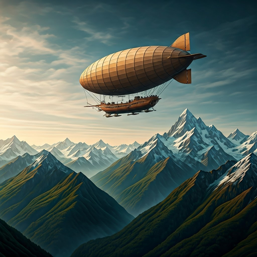 Airship Soaring Above a Dreamy Landscape