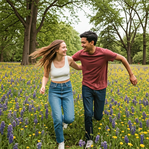 Love in Bloom: A Joyful Chase Through Wildflowers