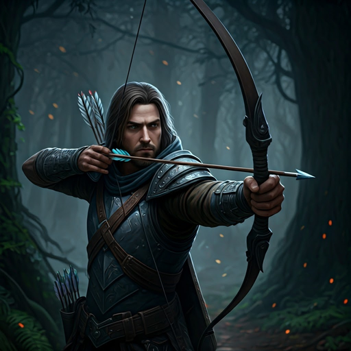 The Archer’s Focus: A Moment of Intensity in the Dark Forest