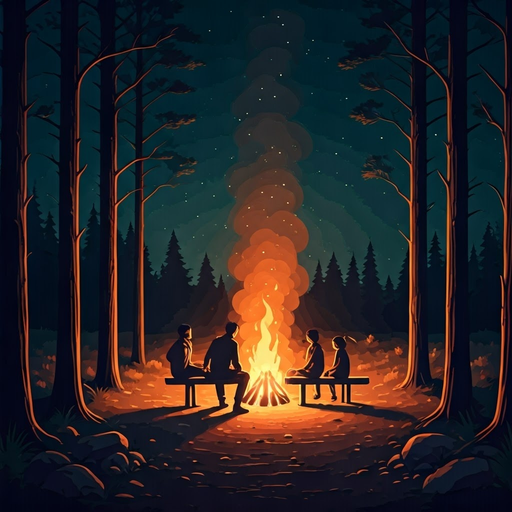 Campfire Tales: A Night of Mystery and Tranquility