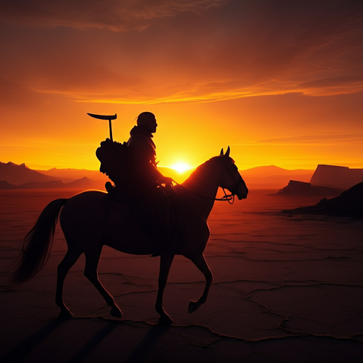 A Lone Rider’s Silhouette Against the Setting Sun