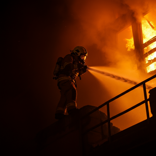 Firefighter Bravely Battles Blaze in Dramatic Rescue