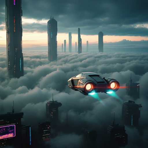 A Glimpse of Tomorrow: Hovercar Soars Above the Cloud City