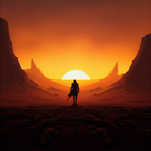 A Lone Figure in the Desert Sunset