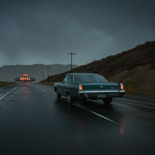 Lost in the Rain: A Classic Car’s Melancholy Journey