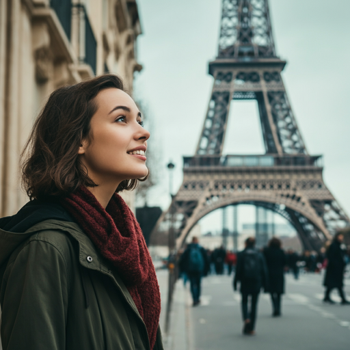 Parisian Dreams: A Moment of Joy at the Eiffel Tower