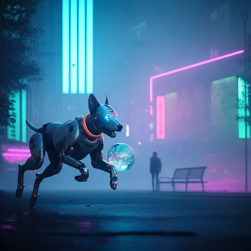 Neon Dreams: A Robotic Dog’s Journey Through a Futuristic City