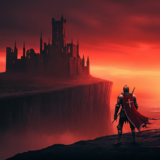 Silhouetted Knight at Sunset: A Tale of Epic Melancholy