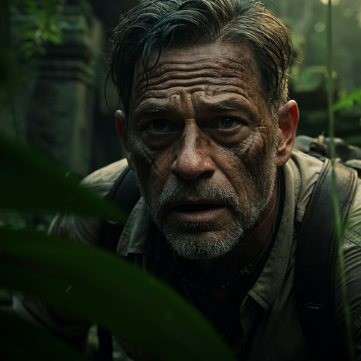 Lost in the Jungle: A Man’s Worried Gaze