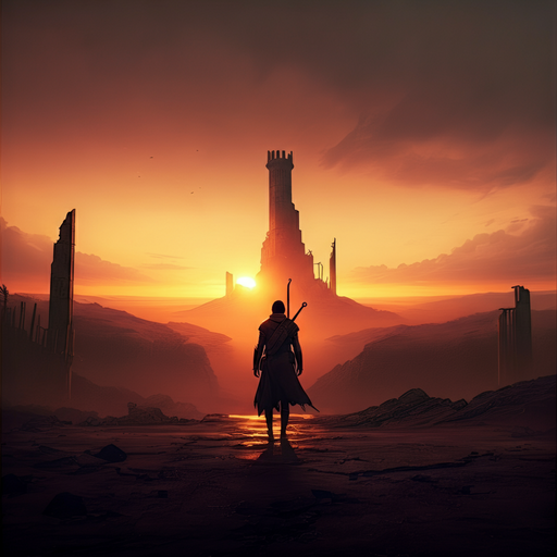 A Lone Figure Embarks on a Journey of Hope in a Desolate Landscape