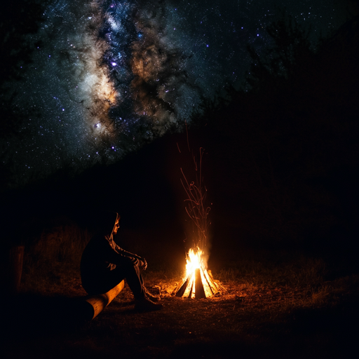 Lost in the Stars: A Moment of Solitude by the Campfire