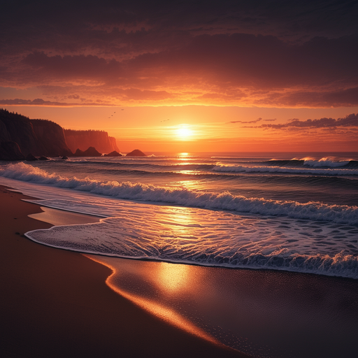 Golden Hour Serenity: Sunset Over a Tranquil Beach