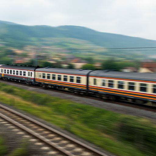 Blur of Speed: A Train Races Through the Countryside