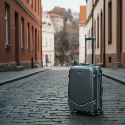 A Suitcase Waits in the Empty Alley