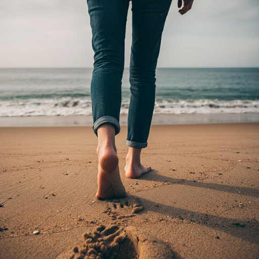 Barefoot on the Beach: A Moment of Tranquility