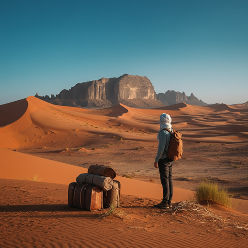 A Lone Traveler’s Journey in the Golden Hour