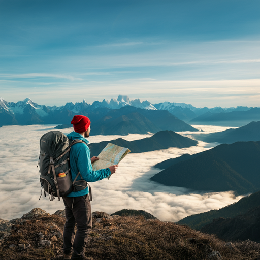 Lost in the Majesty: A Hiker Finds Solitude on a Mountain Peak