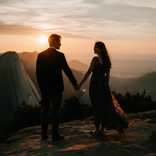 Silhouettes of Love Against a Sunset Sky