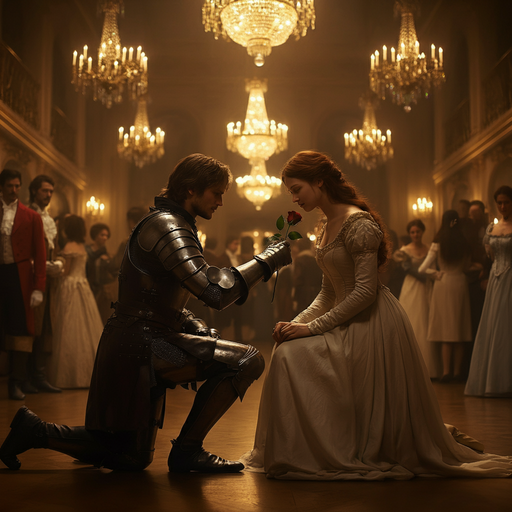 A Knight’s Romantic Gesture in a Grand Ballroom