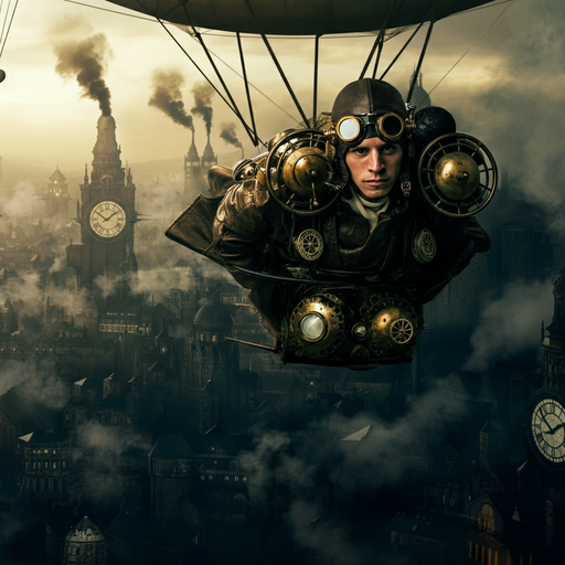 Steampunk Soaring: A Man and His Machine Conquer the Foggy City