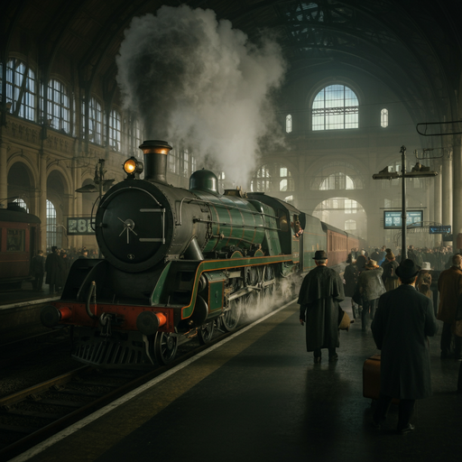 A Moment in Time: Steam Locomotive Arrives Amidst Mystery