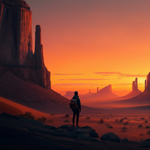 Solitude and Sunset in the Desert