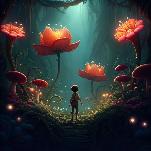 Lost in a World of Wonder: A Boy’s Journey Through a Magical Forest