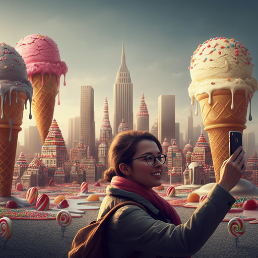 Sweet Dreams Are Made of This: A Whimsical Selfie in a Candyland City