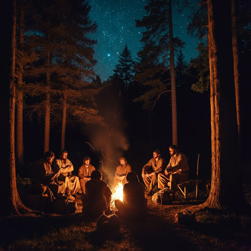 Campfire Serenity Under a Starry Sky