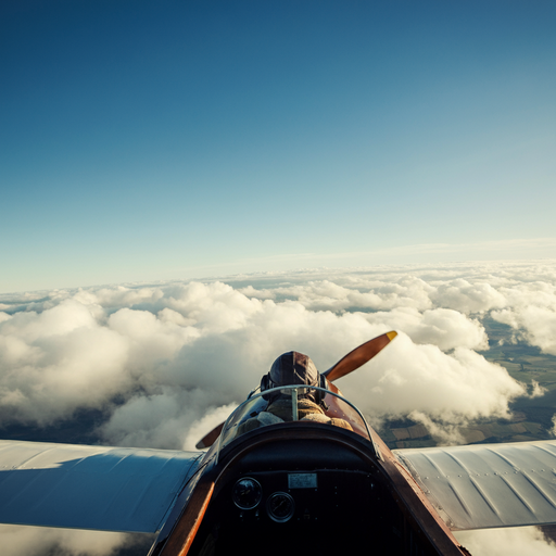 Soaring Through Time: A Vintage Airplane’s Journey Above the Clouds