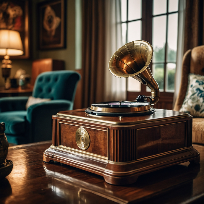 A Moment Frozen in Time: Vintage Gramophone Captures Nostalgic Charm