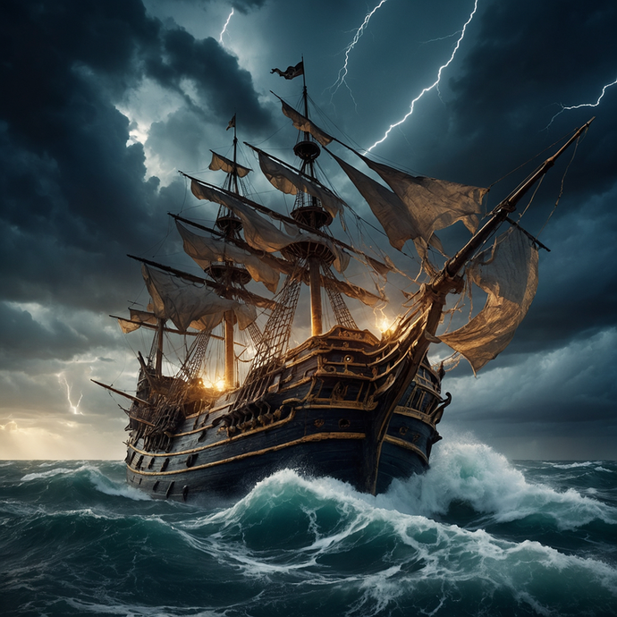 Galleon Battles the Storm: A Dramatic Seafaring Scene