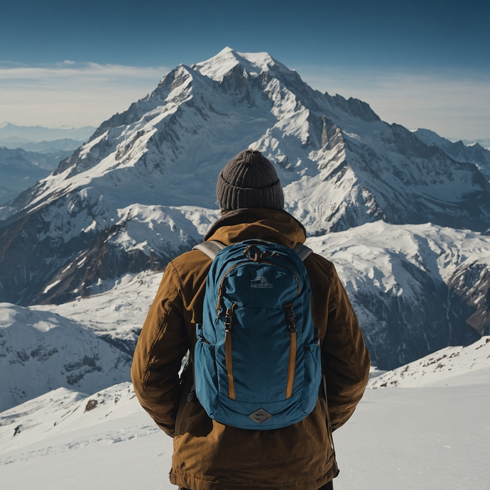 A Moment of Solitude on a Snowy Peak