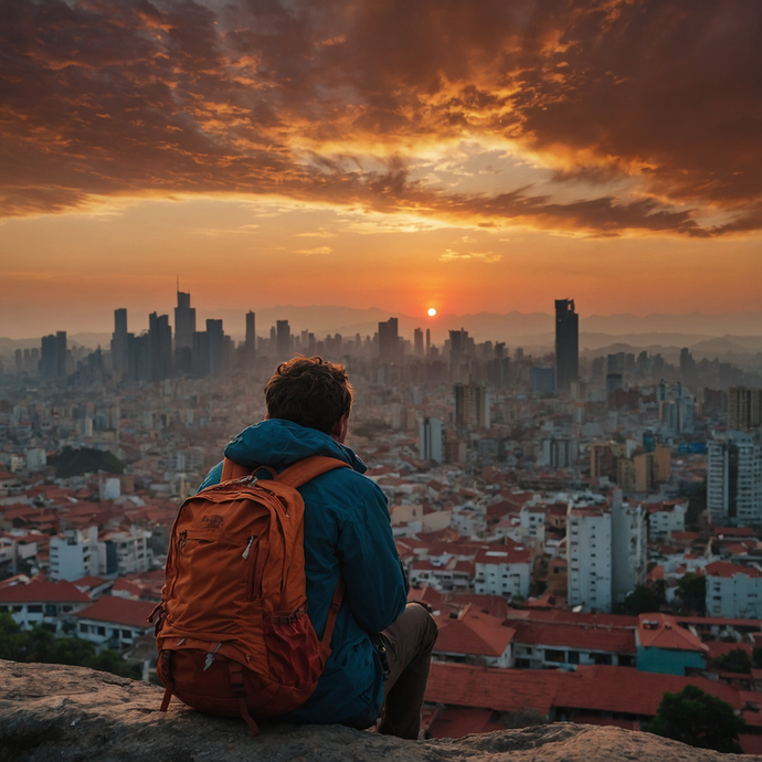 Silhouetted Solitude: A Moment of Tranquility Above the City