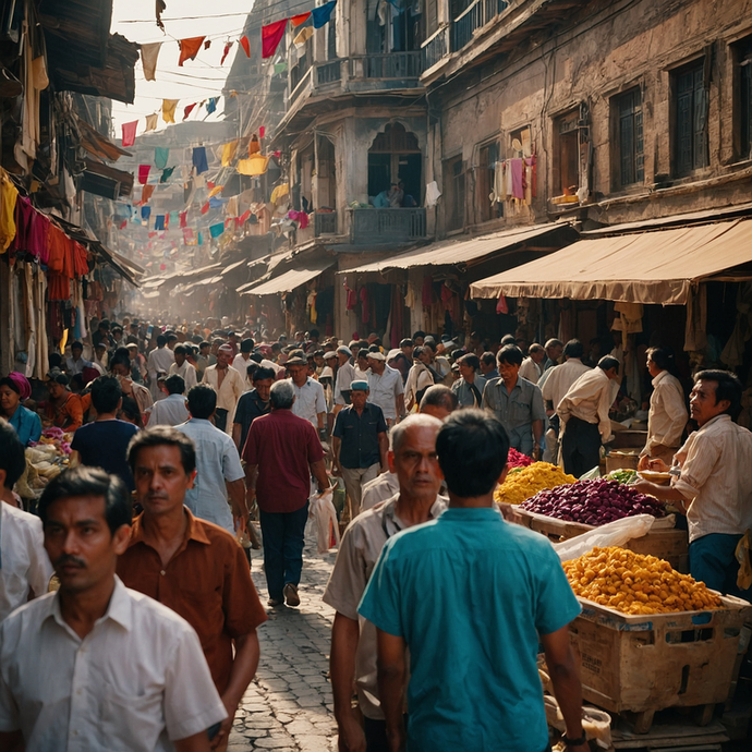 A Symphony of Colors and Chaos: Life on an Indian Market Street