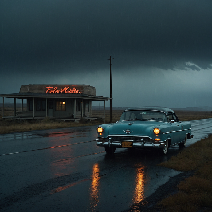 Lost in the Rain: A Vintage Car’s Melancholy Journey