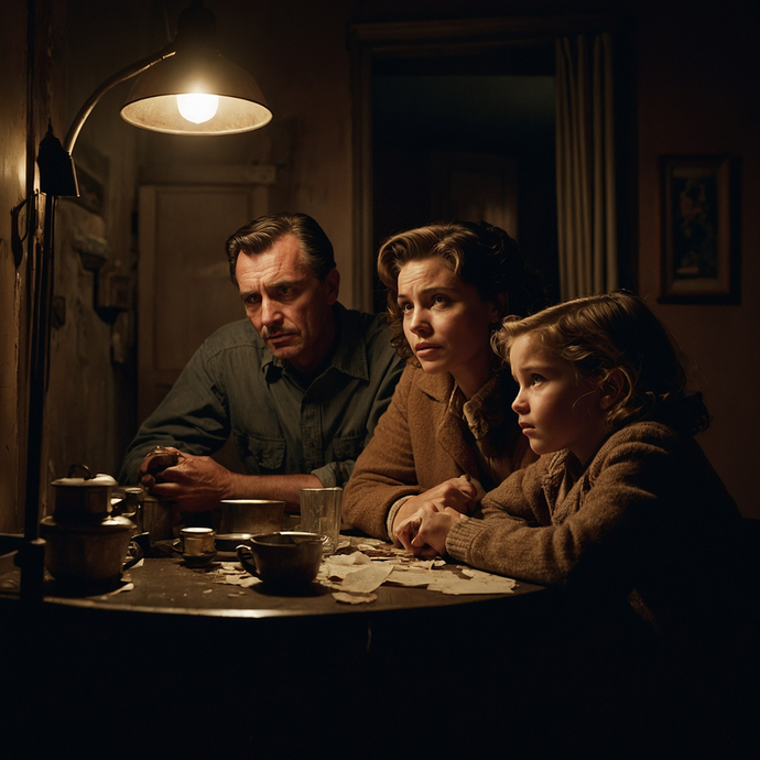 A Family’s Silent Tension Under Dimly Lit Shadows