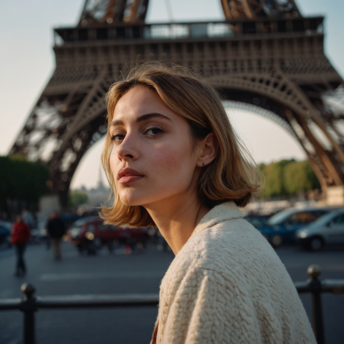 Lost in Parisian Dreams: A Moment of Melancholy at the Eiffel Tower