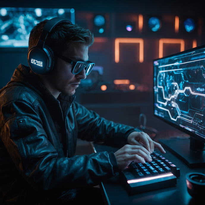 Cyberpunk Hacker in the Digital Twilight