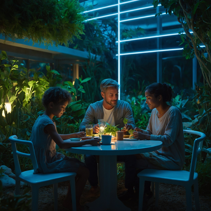 Cozy Candlelit Dinner Under Neon Lights