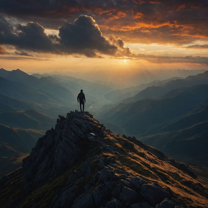 A Hiker’s Solitude at Sunset’s Embrace