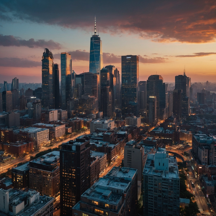 Manhattan at Sunset: A City Bathed in Golden Light