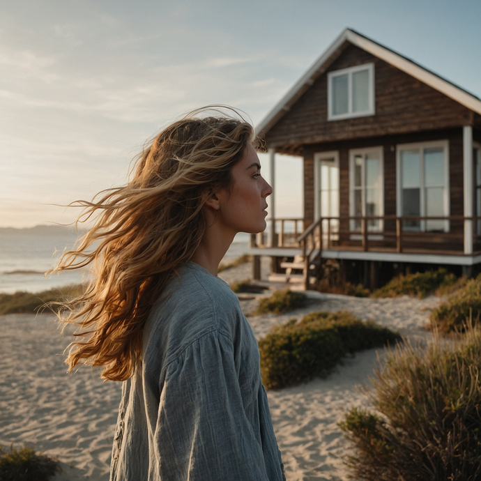 Golden Hour Melancholy: A Woman Finds Peace on the Beach