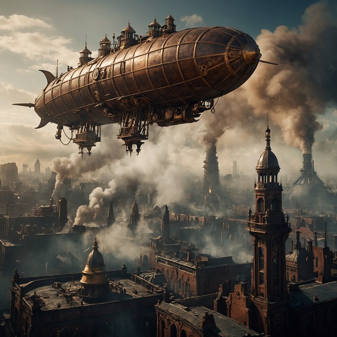 Steampunk Airship Soars Through a Smog-Shrouded City