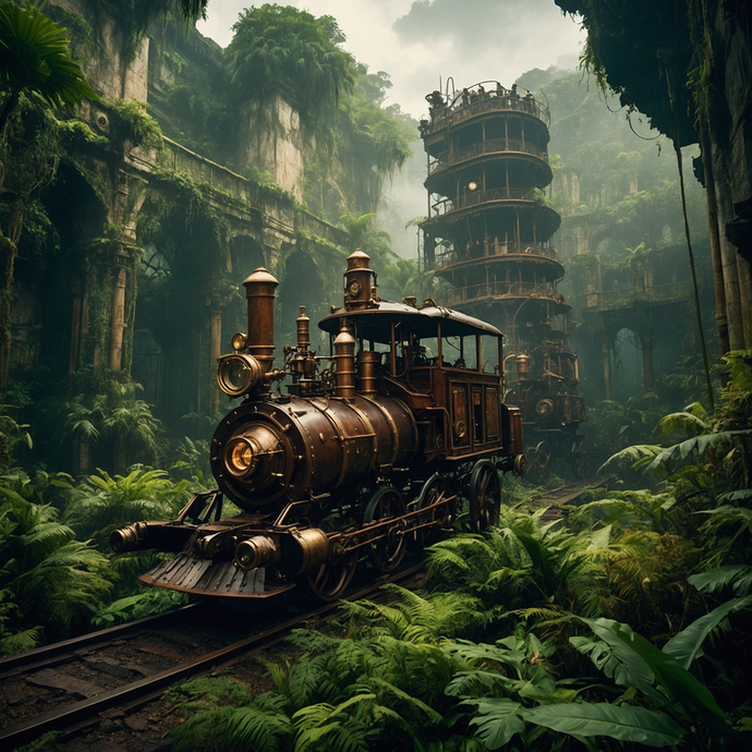 Steampunk Train Disappears into the Jungle’s Embrace