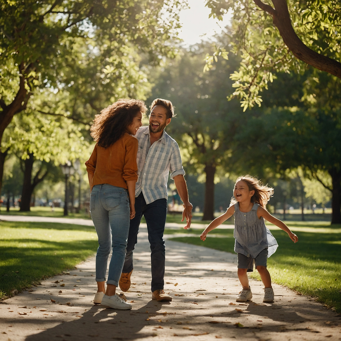 Sun-Kissed Joy: A Family’s Walk Through Happiness